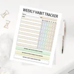 A minimalist habit dashboard featuring color-coded progress bars and weekly summary sections to solve inconsistency with high visual clarity