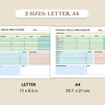 Weekly Meal Organizer available in US Letter & A4 sizes