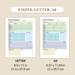 Weekly Meal Planner available in US Letter & A4 sizes