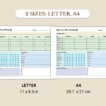 Weekly Meal Planner available in colorful and ink-friendly black-and-white