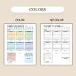 Weekly Planner available in colorful and ink-friendly black-and-white
