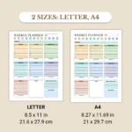 Weekly Planner available in US Letter & A4 sizes