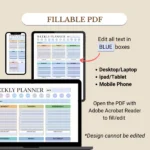 Fillable weekly planner for mobile, tablet, and laptop/PC