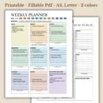 Weekly Planner Printable PDF, High-Performance Work Week Layout, Aesthetic Undated Calendar Template
