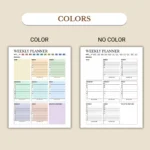 Weekly planner in colorful and ink-friendly black-and-white