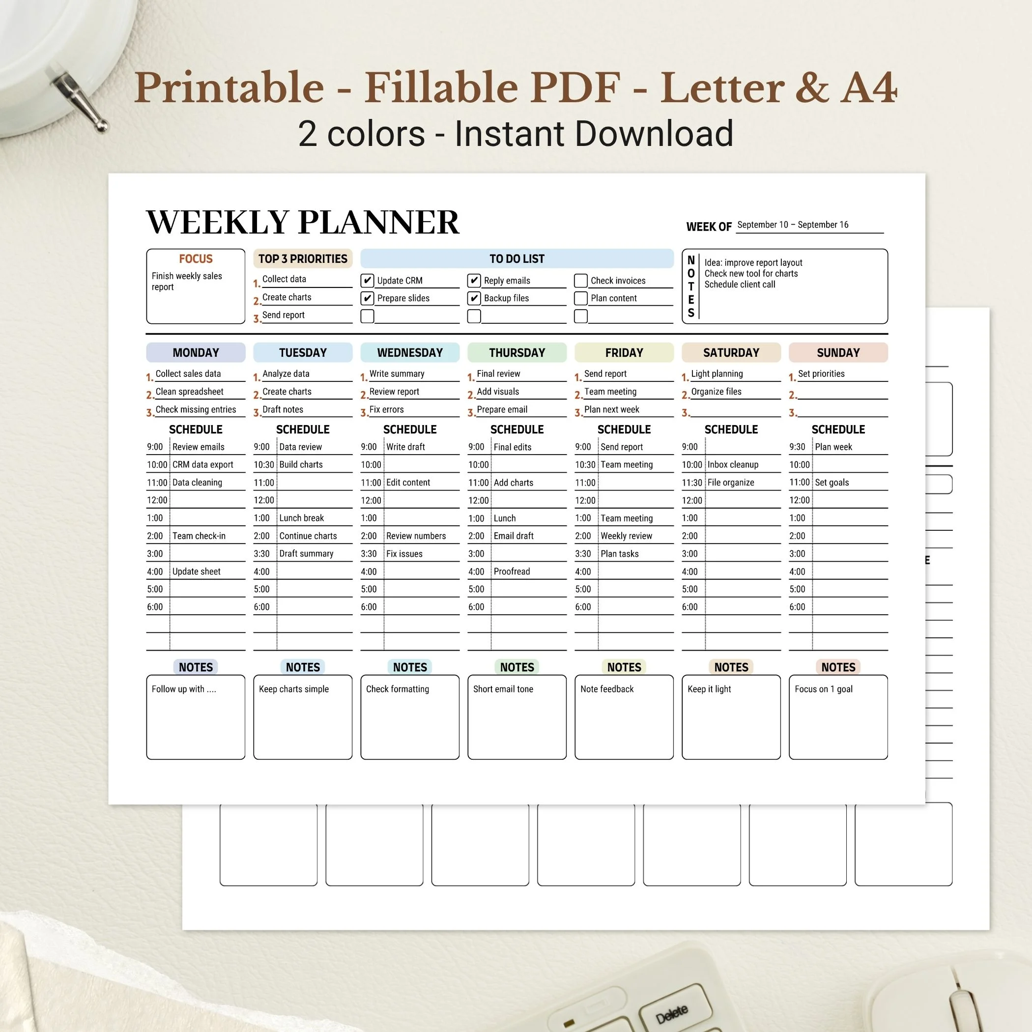 Weekly Planner Printable for Goal Tracking and Habit Building (1) Weekly Planner Printable for Goal Tracking and Habit Building