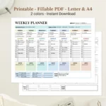 Weekly Planner Printable for Professional Goal Setting and Schedule