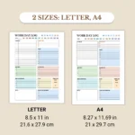 Work day log available in US Letter & A4 sizes