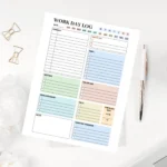Minimalist business day planner PDF featuring a structured layout for task management, emails, and follow-up tracking in a clean design