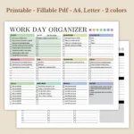 Work Day Organizer Daily To-Do List & Fillable PDF Planner