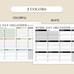 Work Day Organizer have two colors: colorful, black & white