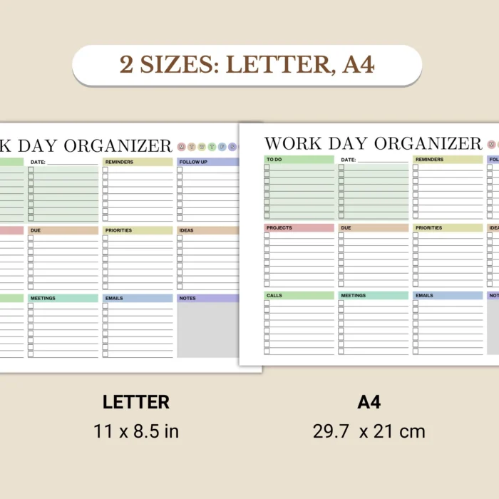 Work Day Organizer, Daily To-Do List, Fillable Printable PDF Planner ...