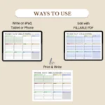 Work Day Organizer fillable PDF for Desktop, Mobile & Tablet use