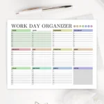 Work Day Organizer digital planner featuring a clean daily to-do list design