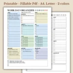 Work Day Organizer Printable for Professional Office Productivity