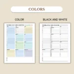 Work Day Organizer available in colorful and ink-friendly black-and-white