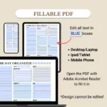 Fillable Work Day Organizer optimized for Mobile, Tablet, and Desktop