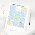 Maximize your day with this minimalist Work Day Organizer sheet featuring color-coded blocks