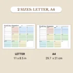 Work Day Organizer available in US Letter & A4 sizes