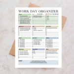 Work Day Organizer on a table surface