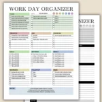 Work Day Organizer and daily to-do list for digital or print use.