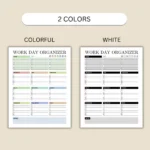 Work Day Organizer have two colors: colorful, black and white