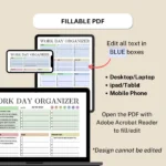 Work Day Organizer fillable can use on Desktop, mobile, tablet