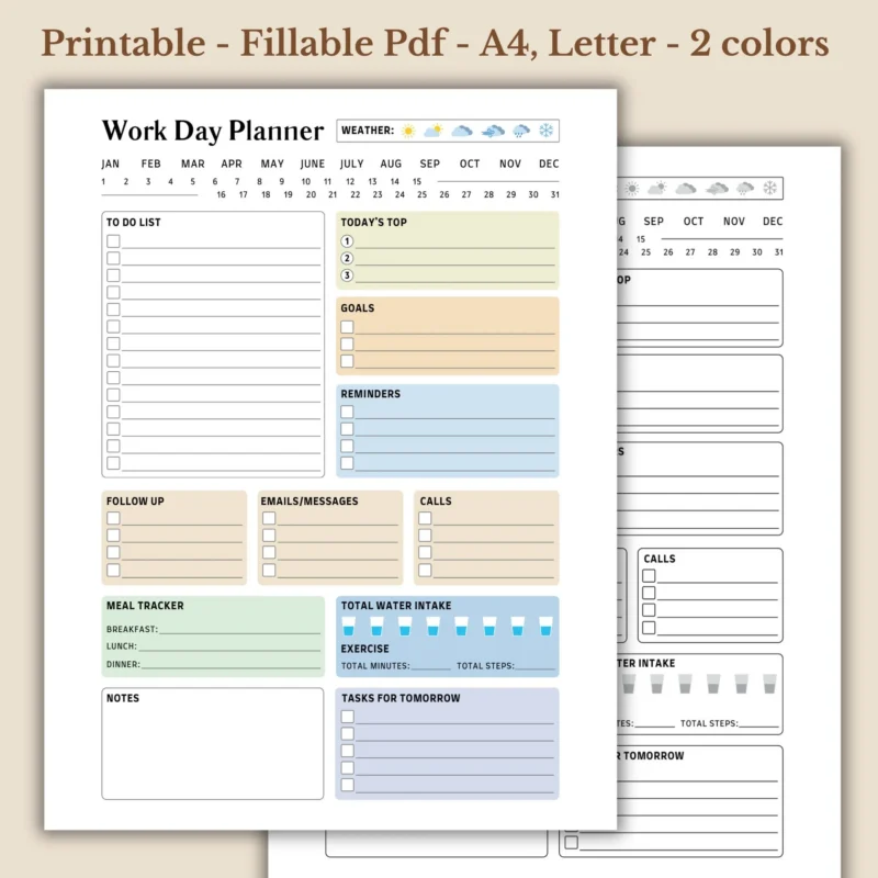 Work Day Planner Daily To Do List