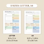 Work Day Planner included Letter & A4 sizes