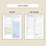 Simple Work Day Planner available in colorful and ink-friendly black-and-white
