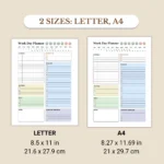 Simple Work Day Planner available in US Letter & A4 sizes