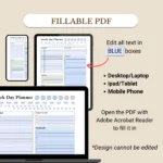 Fillable Simple Work Day Planner for mobile, tablet, and laptop/PC