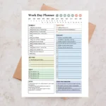Example of a Simple Work Day Planner with checked-off to do list, schedule, meetings, calls, notes