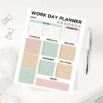 Work Day Planner featuring a clean daily to-do list design
