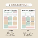 Work Day Planner included US Letter & A4 sizes