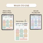 Work Day Planner use in Goodnotes, fill digitally, or print and write