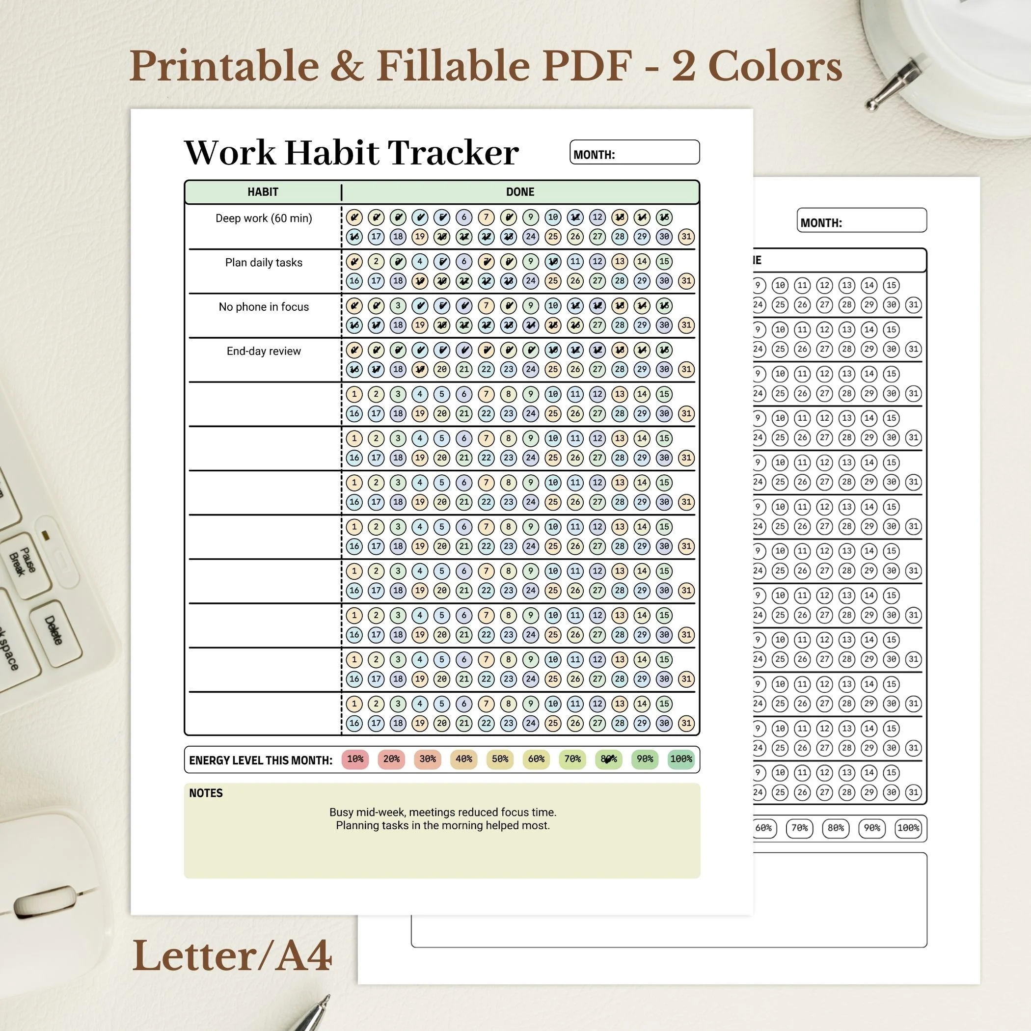 Work Habit Tracker Printable for Professional Discipline and Routine (1) Work Habit Tracker Printable for Professional Discipline and Routine