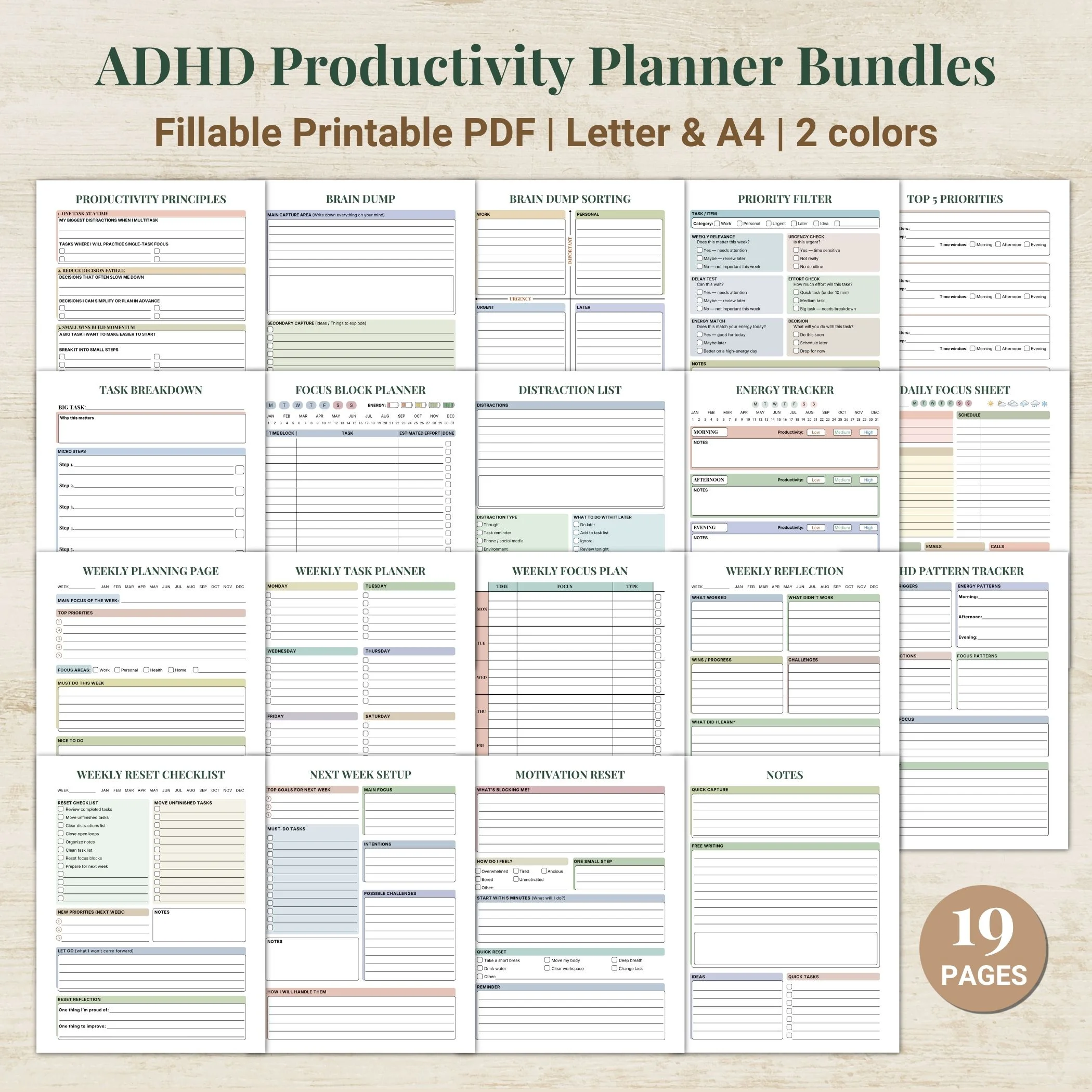 ADHD Productivity Planner Bundles Printable Fillable PDF Executive Function Planner Letter A4 (1) ADHD Productivity Planner Bundles Printable Fillable PDF Executive Function Planner Letter A4