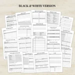 ADHD Productivity Planner Bundles Printable Fillable PDF Executive Function Planner Letter A4 black & white versions