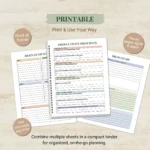 ADHD Productivity Planner Bundles Printable Fillable PDF Executive Function Planner Letter A4