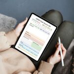 Person using the ADHD Task Starter Kit digital planner on an iPad with Apple Pencil, featuring a clean Goodnotes layout designed for focus, productivity, brain dump, and daily task planning.