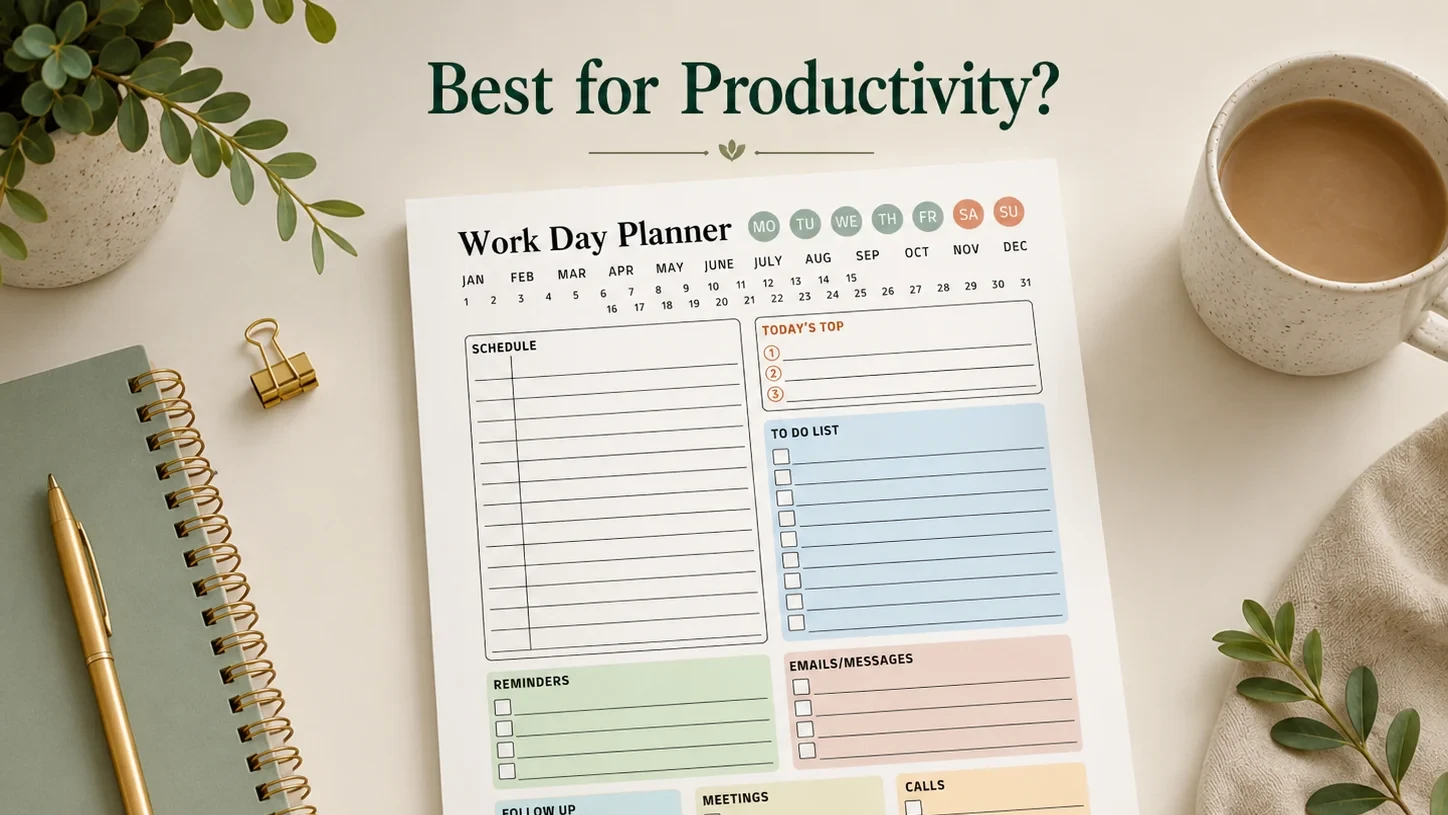 Compare printable work day planners and discover why a fillable PDF planner offers a faster and more flexible planning experience.