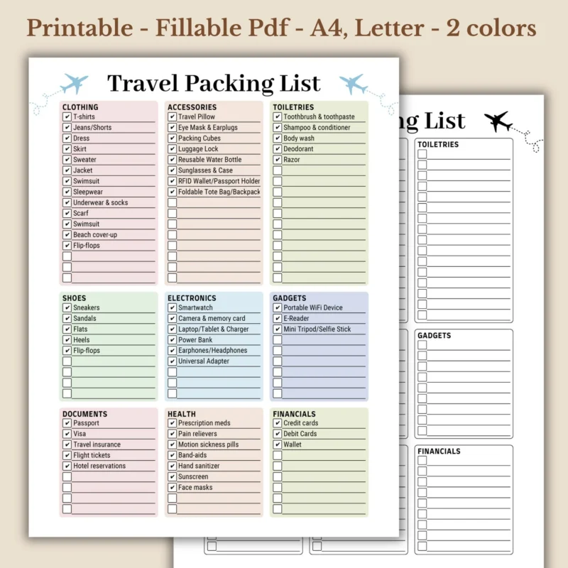 Travel Packing Checklist Printable for Stress-Free Trips