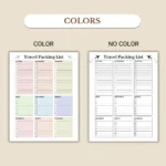 Travel Packing Checklist Travel Packing Checklist available in colorful and ink-friendly black-and-white