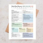 Work Day Planner Printable for Productivity and Time Management
