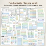 Productivity Planner Vault, Printable & Fillable Planners for Work, Focus, Goals & Organization