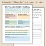 Travel Memories Journal Printable for Vacation Keepsakes and Photos