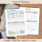 Travel Planner Printable for Vacation Organization and Trip Logistics