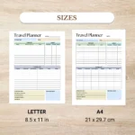 Travel Planner available in US Letter & A4 sizes