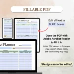 Fillable Travel Planner optimized for Mobile, Tablet, and Desktop